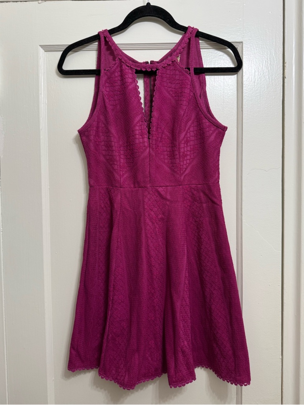 Free People Fuchsia Lace Fit-and-Flare Dress - Women’s 6